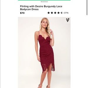 Lulus Lace burgundy bodycon dress